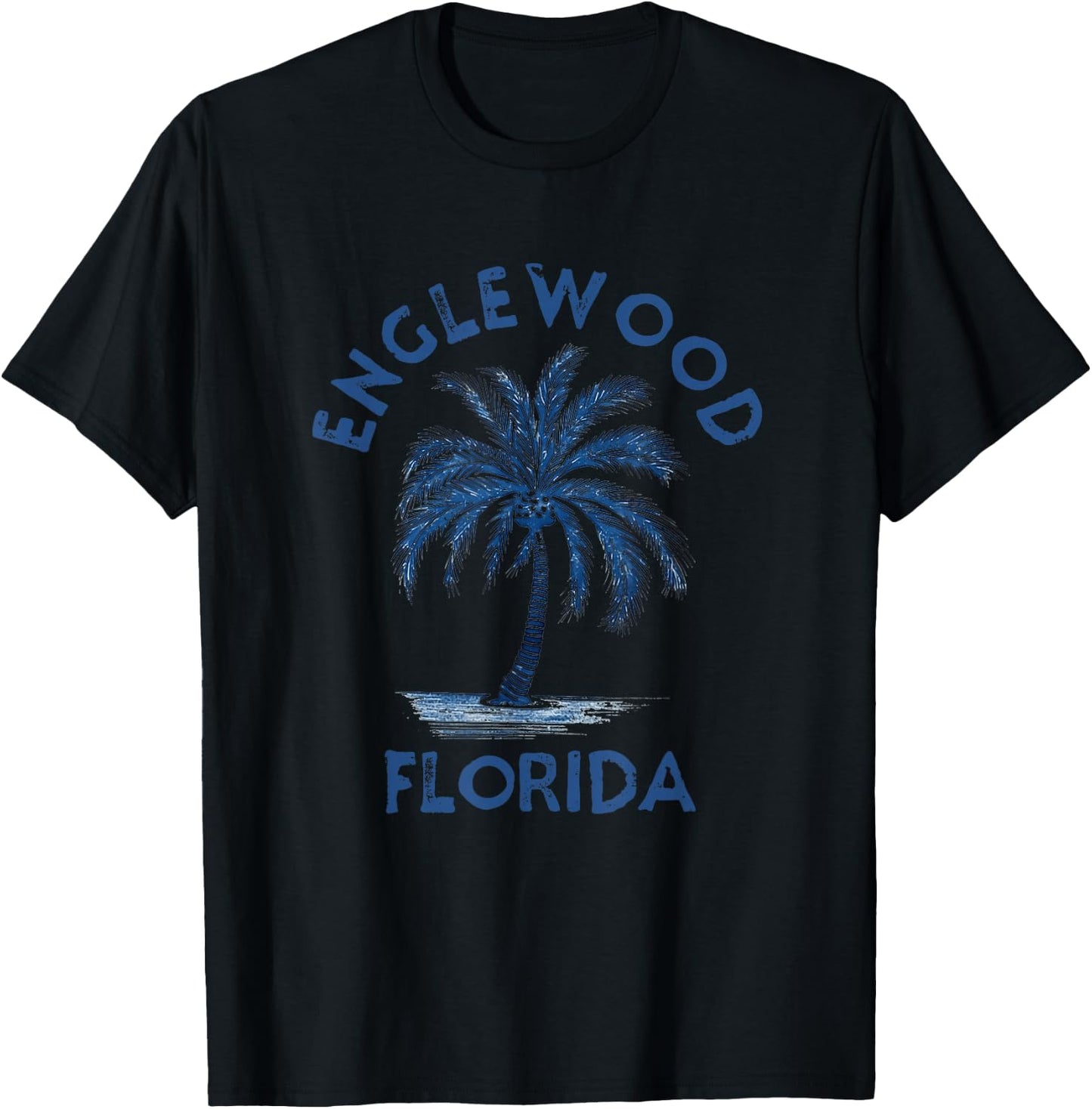 Vintage Englewood Florida Palm Tree FL Retro T-Shirt - T-Shirt | Black