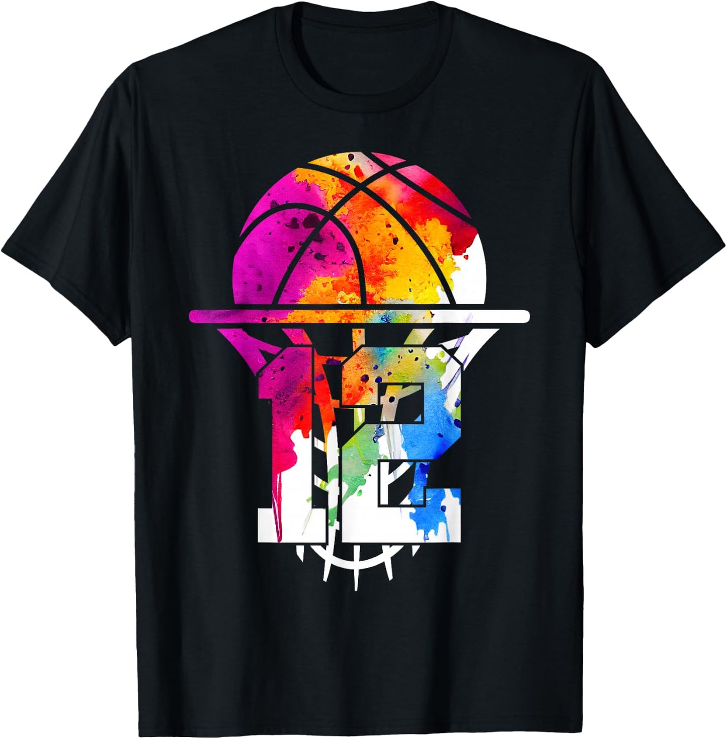 12 Years Basketball 12th Birthday T-Shirt - T-Shirt | Black