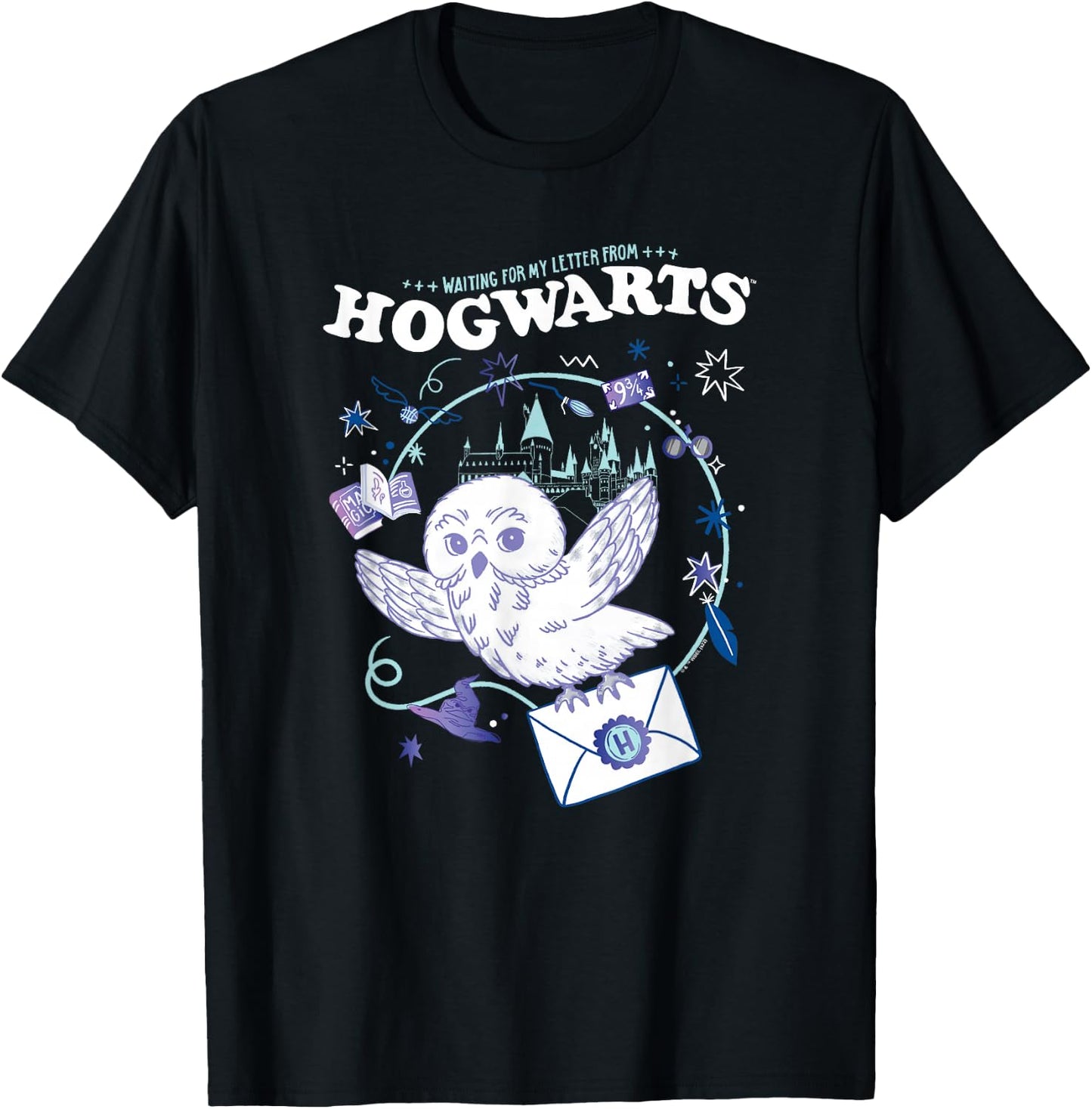 Harry Potter Deathly Hallows 2 Hogwarts Owl Messenger T-Shirt - T-Shirt | Black