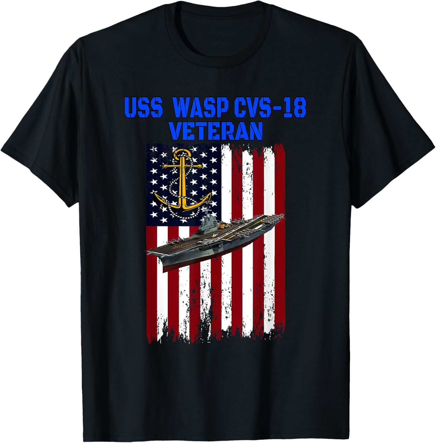 USS Wasp CVS-18 Aircraft Carrier Veterans Day Father's Day T-Shirt - T-Shirt | Black