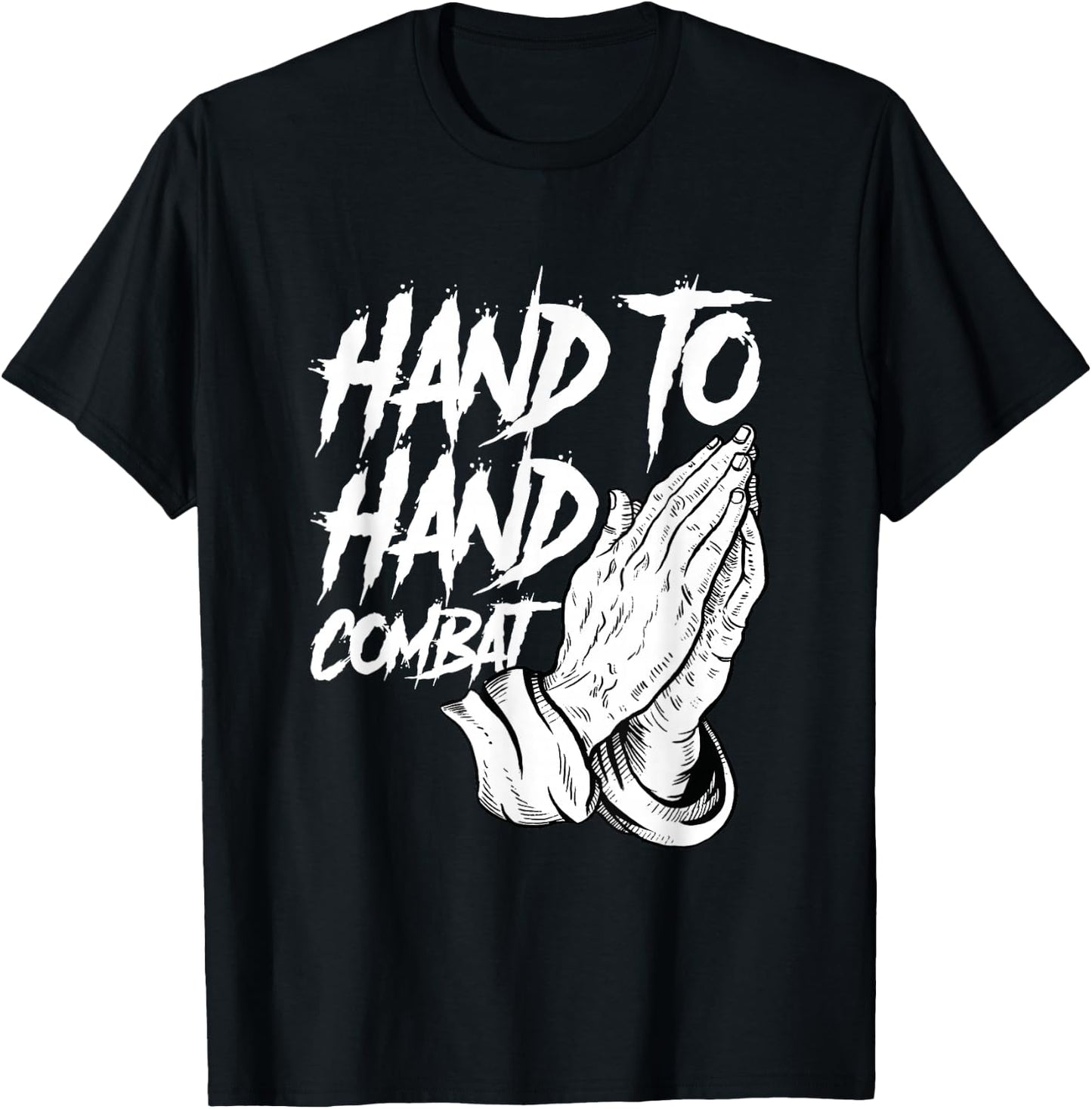 Praying Hands Christian Hand To Hand Combat T-Shirt - T-Shirt | Black