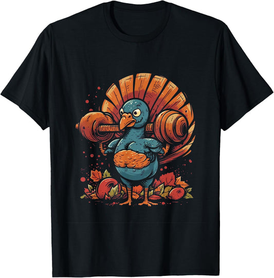 Turkey Bodybuilder Thanksgiving Day Gym Fitness Workout T-Shirt - T-Shirt | Black