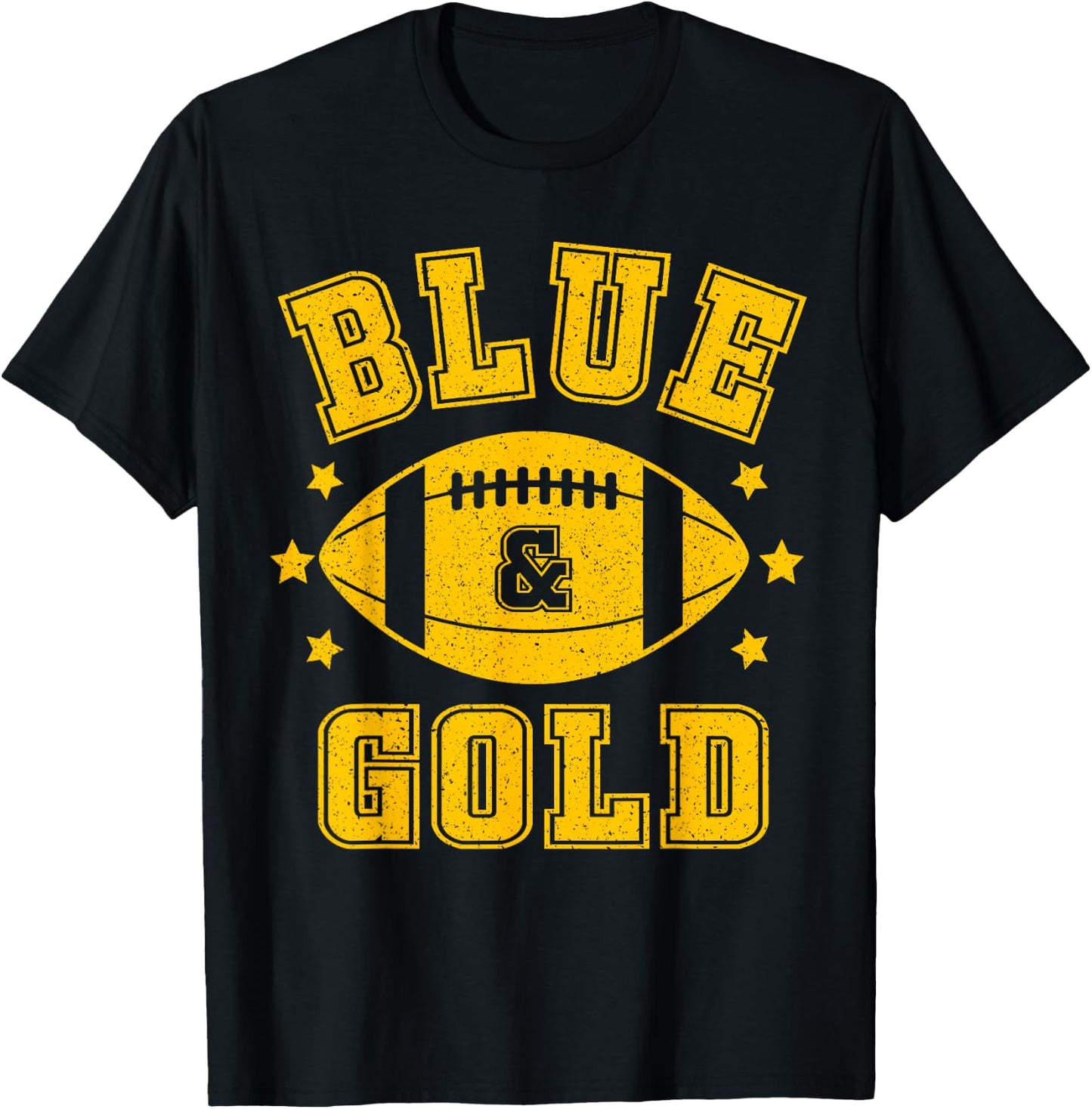 On Gameday Football We Wear Blue And Gold School Spirit T-Shirt - T-Shirt | Black