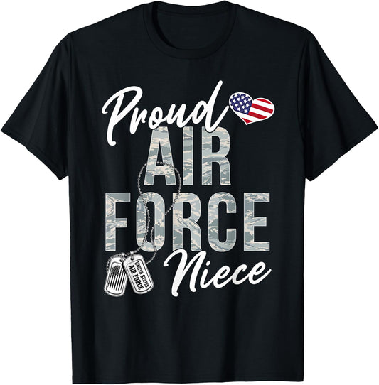 Proud Air Force Niece US Air Force Graduation Niece T-Shirt - T-Shirt | Black