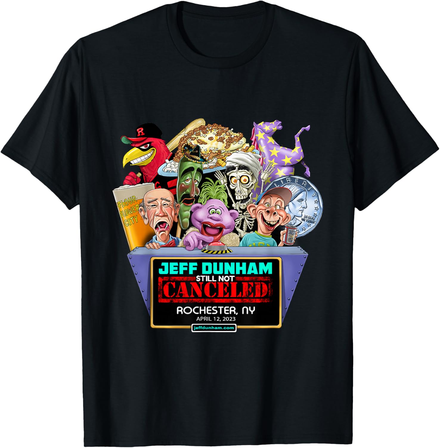Jeff Dunham Rochester, NY (2023) T-Shirt - T-Shirt | Black