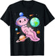 Cute Astronaut Axolotl In Space Galaxy Planet Outer Space T-Shirt - T-Shirt | Black
