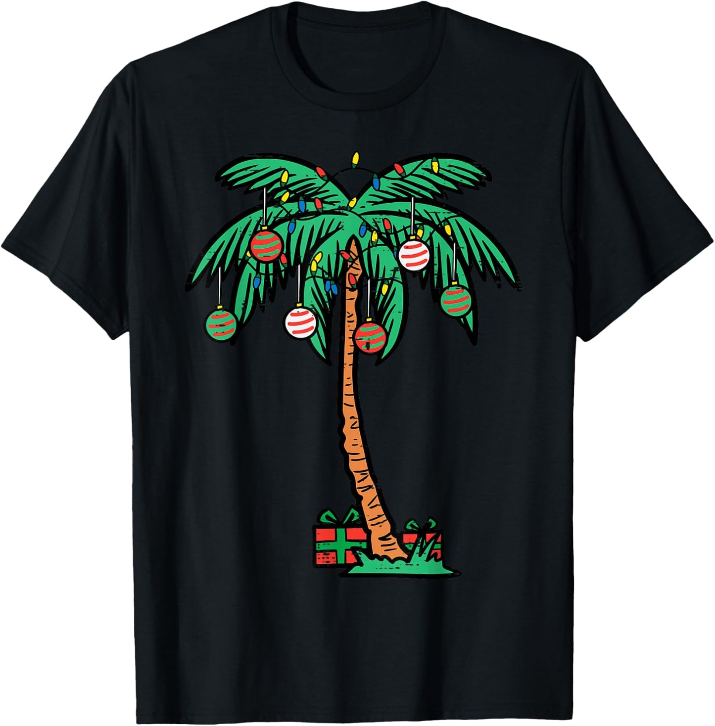 Christmas Palm Xmas Tree Tropical Beach Hawaii Women Men Kid T-Shirt - T-Shirt | Black