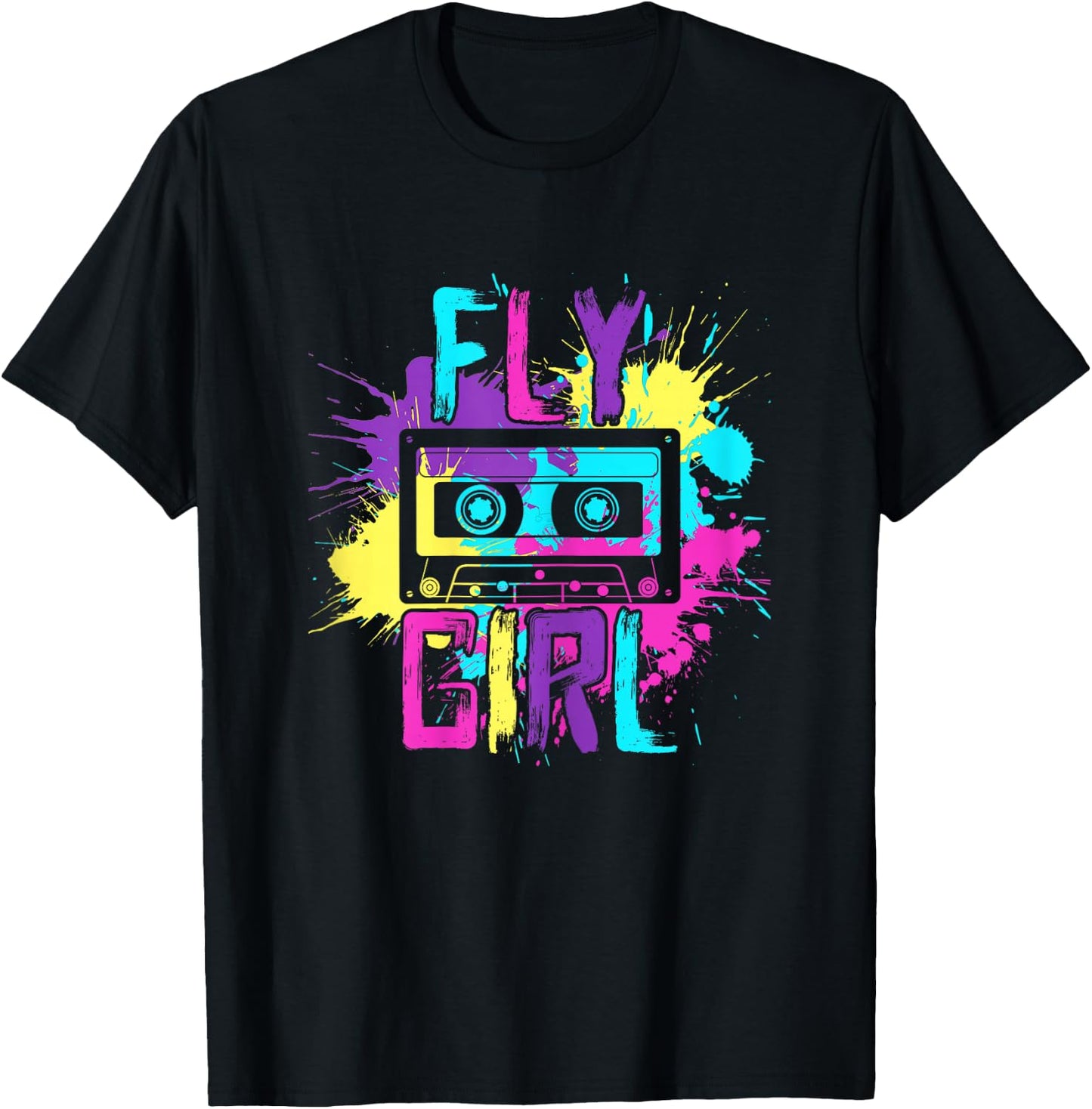 Fly Girl Hip Hop 80s 90s cassette B-girl T-Shirt - T-Shirt | Black