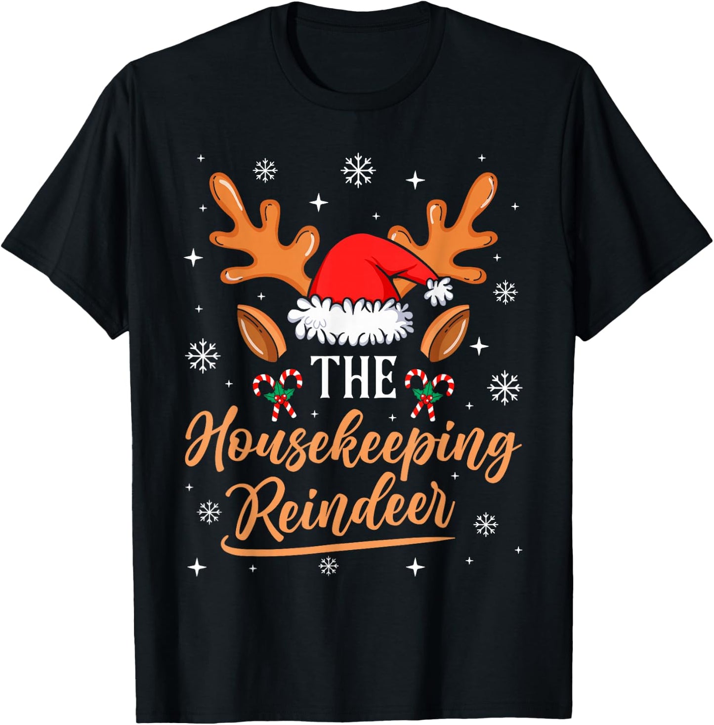 Housekeeping Reindeer Family Matching Christmas Outfit T-Shirt - T-Shirt | Black