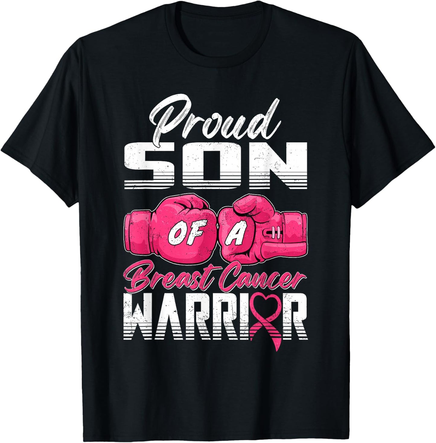 Proud Son Of A Breast Cancer Warrior Breast Cancer Survivor T-Shirt - T-Shirt | Black