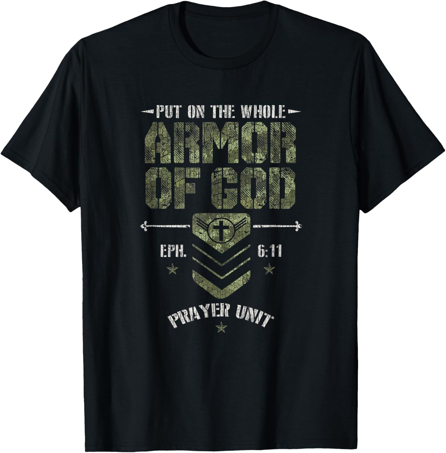 Vintage Camo Armor Of God Christians Religious Camouflage T-Shirt - T-Shirt | Black