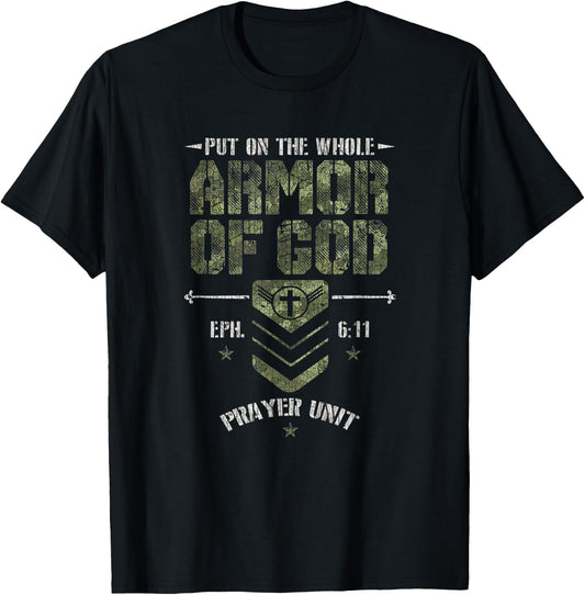 Vintage Camo Armor Of God Christians Religious Camouflage T-Shirt - T-Shirt | Black
