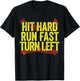 Hit Hard Run Fast Turn Left Funny Softball T-Shirt - T-Shirt | Black
