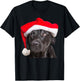 Cute Black Lab Santa Hat Christmas Dog Labrador Retriever Women Kids T-Shirt - T-Shirt | Black