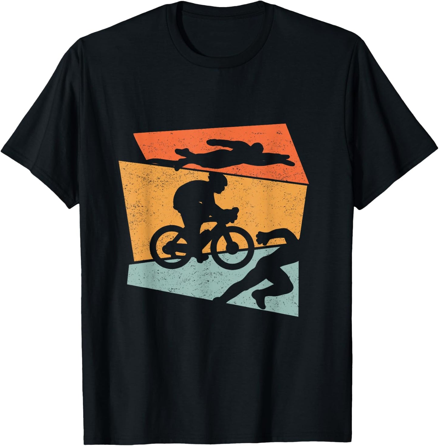 Triathlon Vintage Retro Swimming Cycling Running Athlete SC T-Shirt - T-Shirt | Black