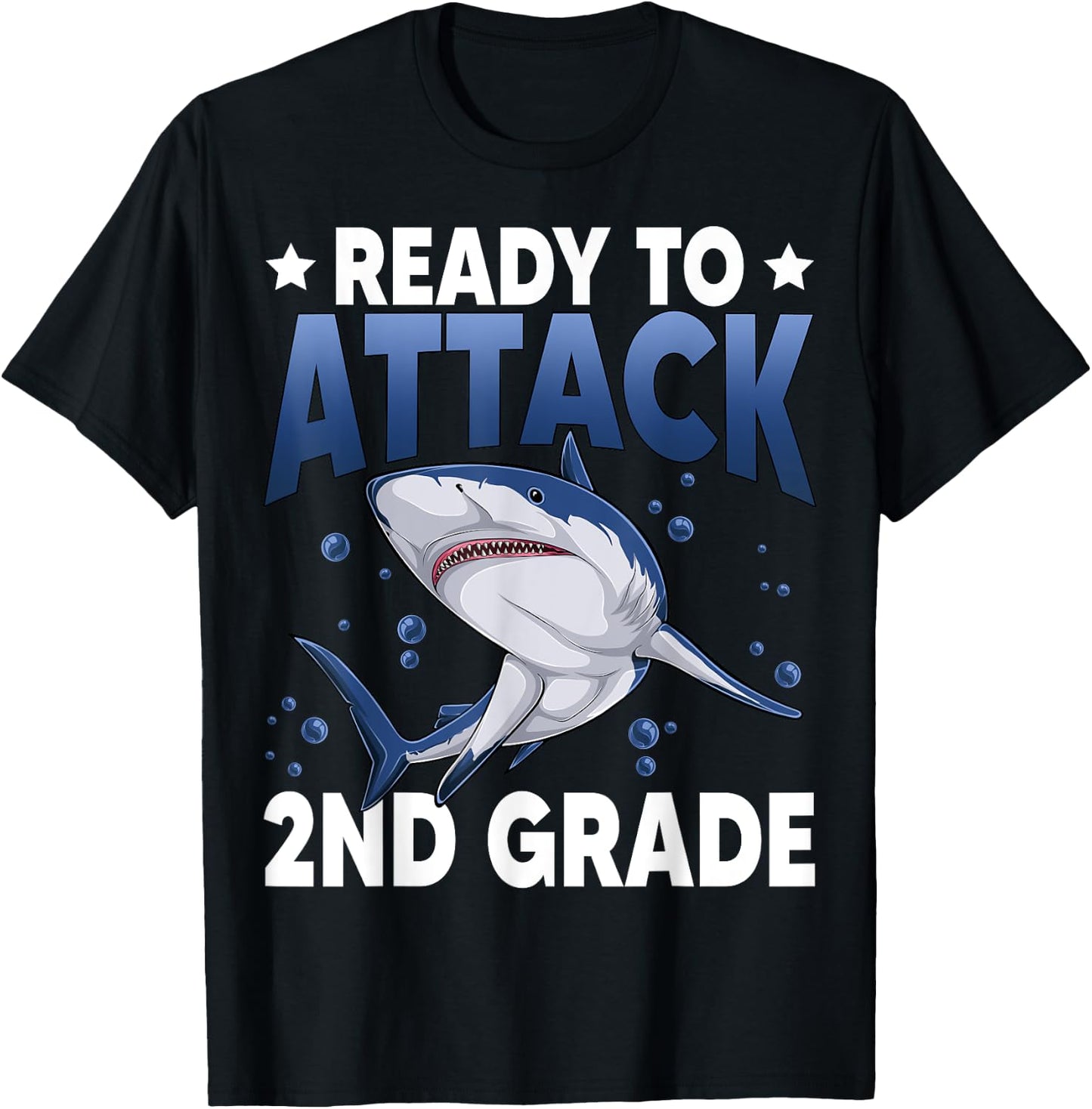Ready To Attack 2nd Grade Shark Second Grade Teacher Student T-Shirt - T-Shirt | Black