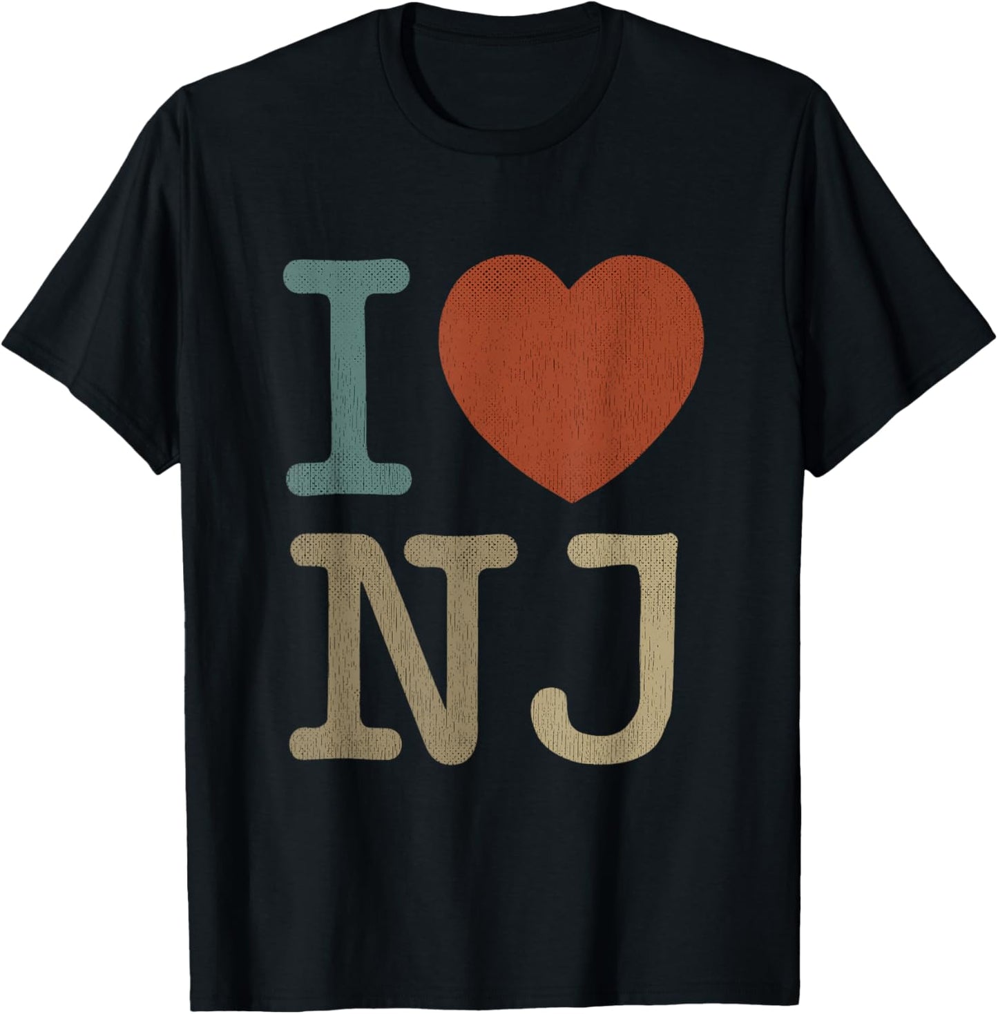 Retro I Love NJ Souvenir I Heart New Jersey T-Shirt - T-Shirt | Black