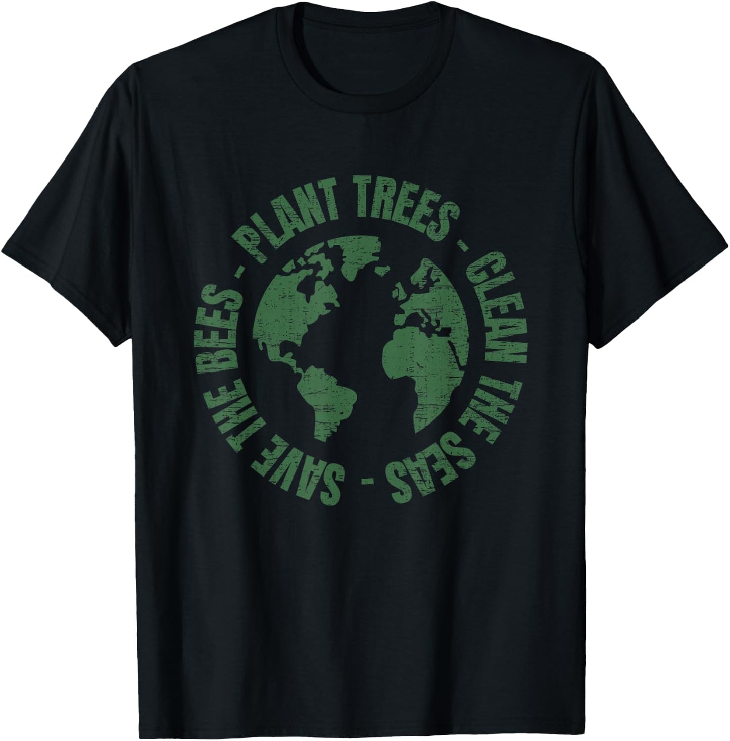 Earth Day Save Bees Plant Trees Clean Seas Environmentalist T-Shirt - T-Shirt | Black
