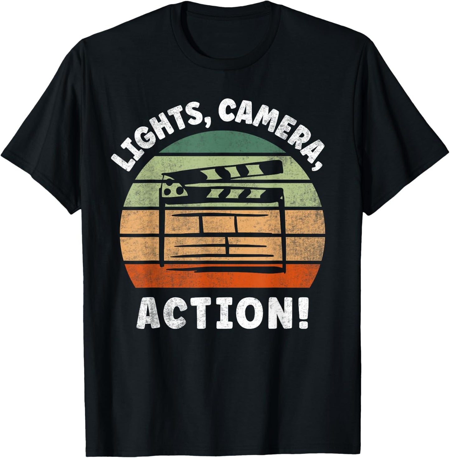 Lights Camera Action Movie Director Movie Clapper Board T-Shirt - T-Shirt | Black