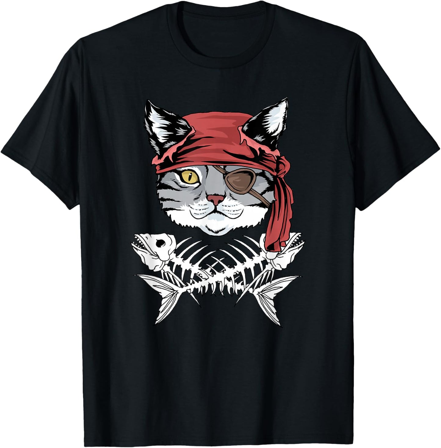 Cat Pirate Funny Cats Pirate Shirt T-Shirt - T-Shirt | Black