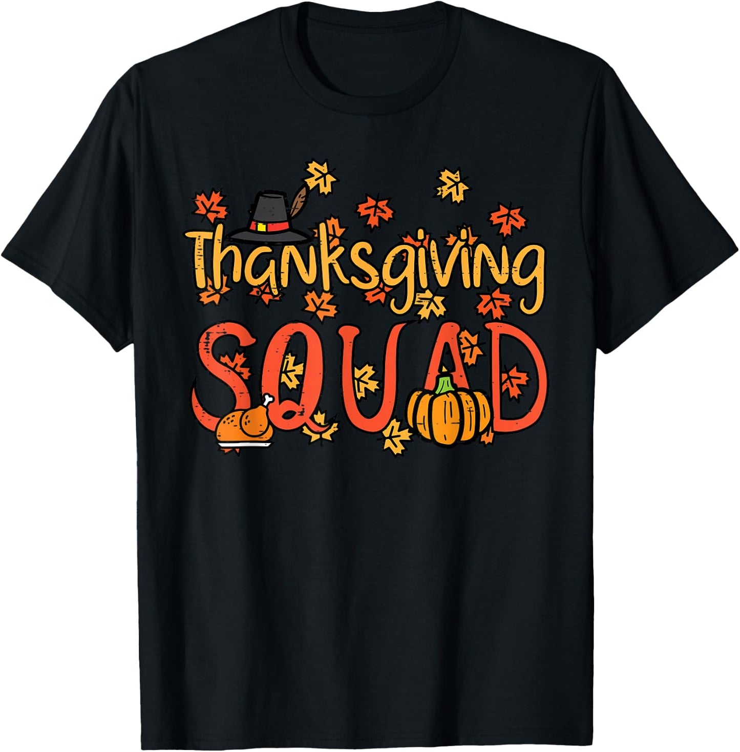 Thanksgiving Squad Turkey Day Fall Matching Women Men Kids T-Shirt - T-Shirt | Black