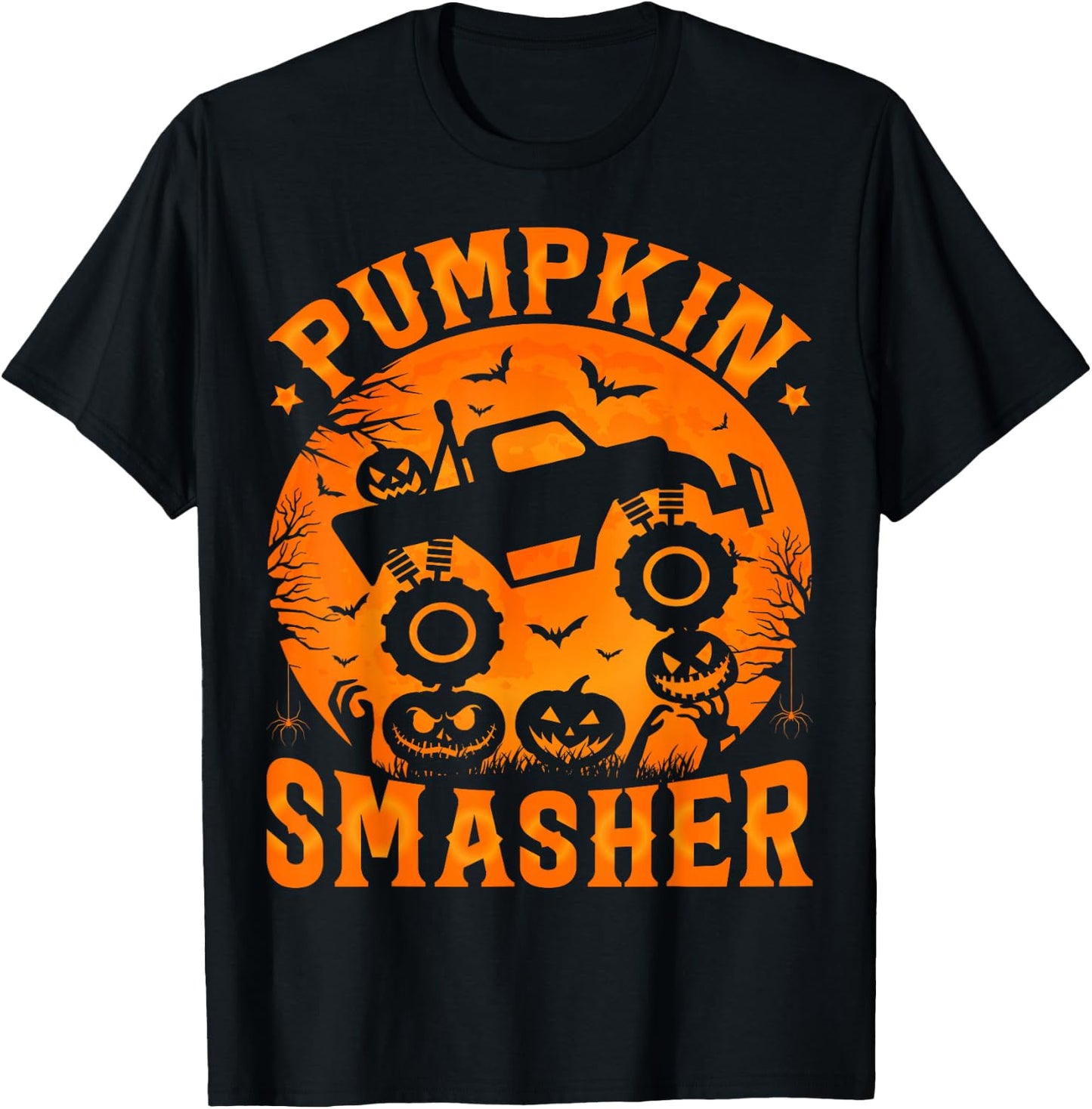 Pumpkin Smasher Halloween Monster truck Boys Halloween Kids T-Shirt - T-Shirt | Black