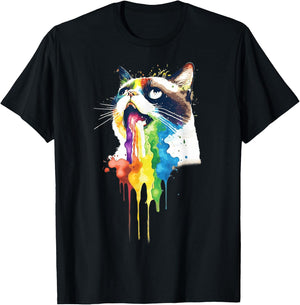 Wacky Barf Cat Rainbow Men Women Kids T-Shirt - T-Shirt | Black