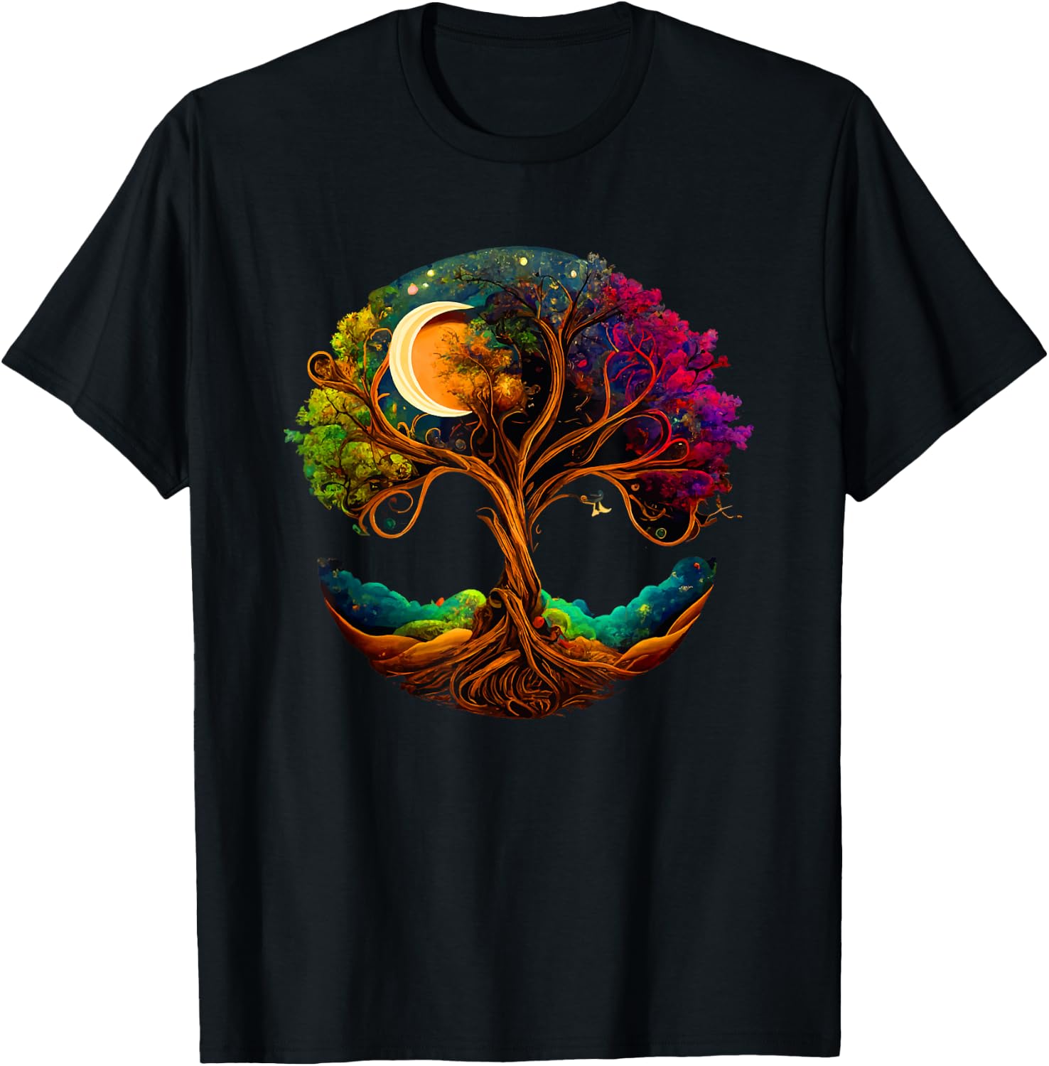Moon Phases Tree of Life T-Shirt - T-Shirt | Black