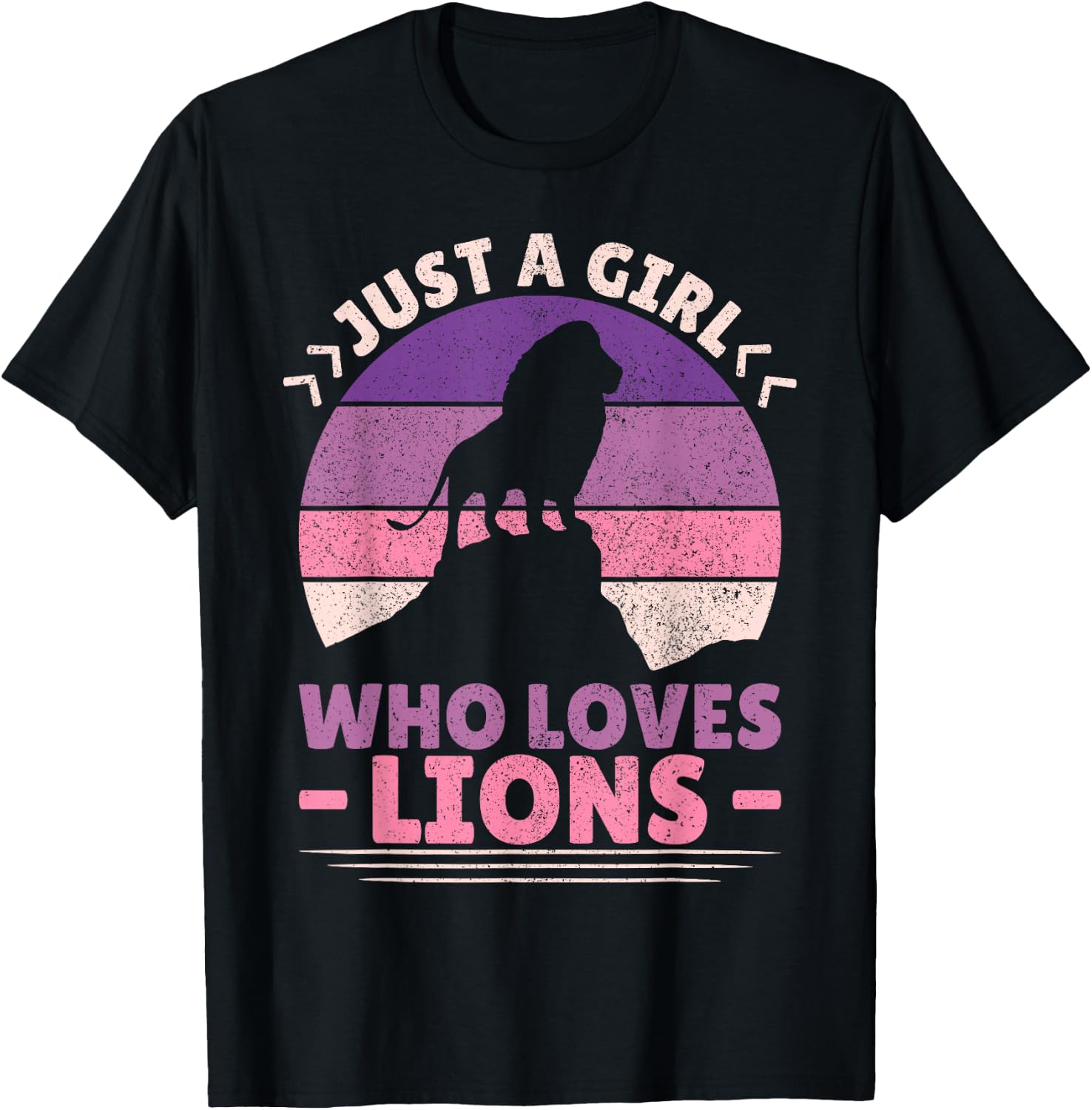 Just A Girl Who Loves Lions African Animal Lover Girls Lion T-Shirt - T-Shirt | Black