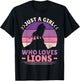 Just A Girl Who Loves Lions African Animal Lover Girls Lion T-Shirt - T-Shirt | Black