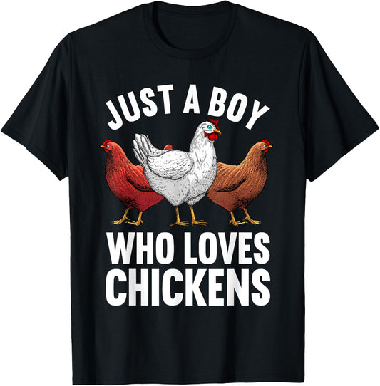 Funny Chicken Art Boys Farm Animal Chicken Farmer T-Shirt - T-Shirt | Black