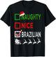 Naughty Nice Brazilian Christmas Pajamas Funny Santa Hat T-Shirt - T-Shirt | Black