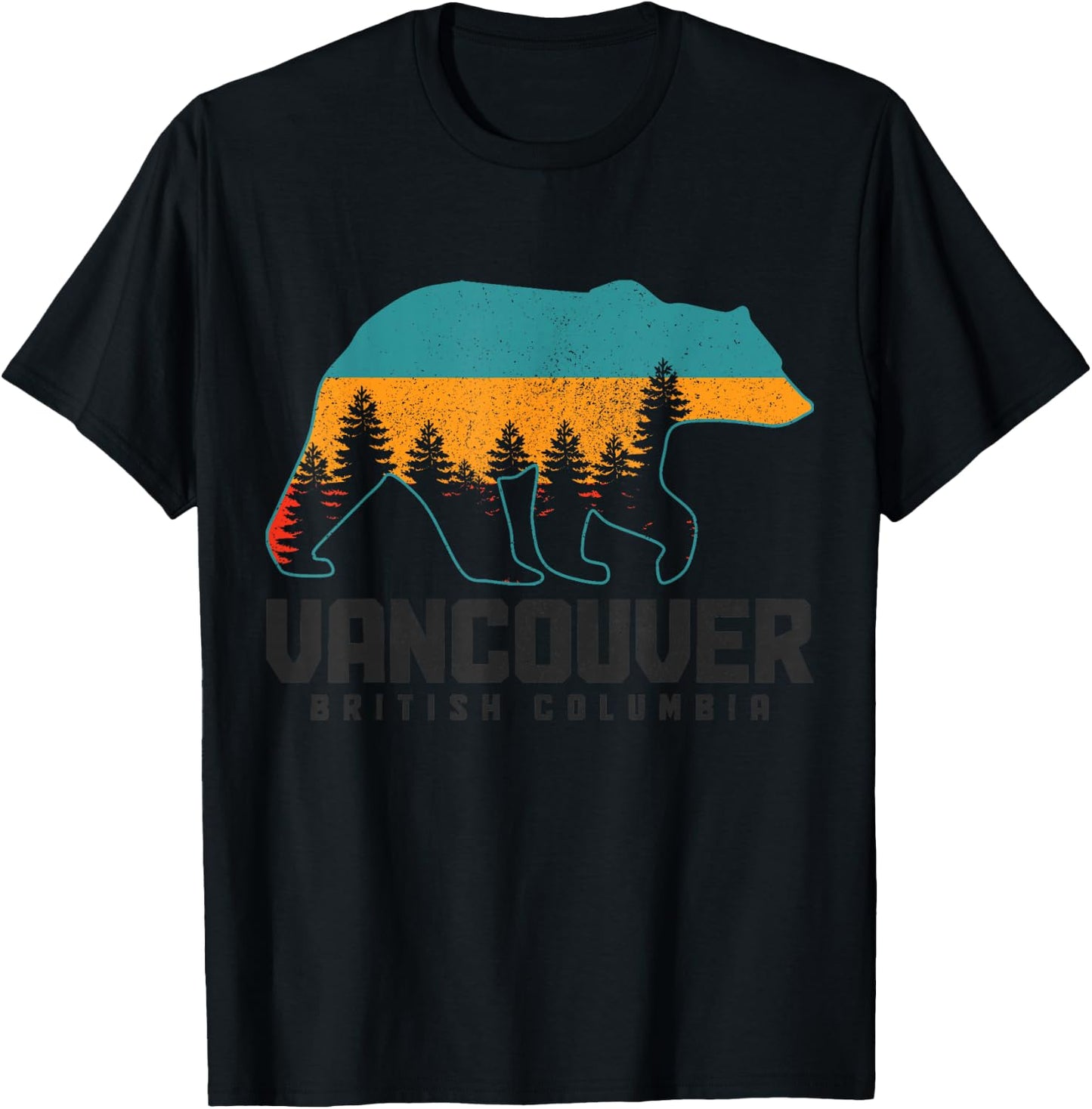 Vancouver BC British Columbia Bear Grizzly Outdoor Vintage T-Shirt - T-Shirt | Black