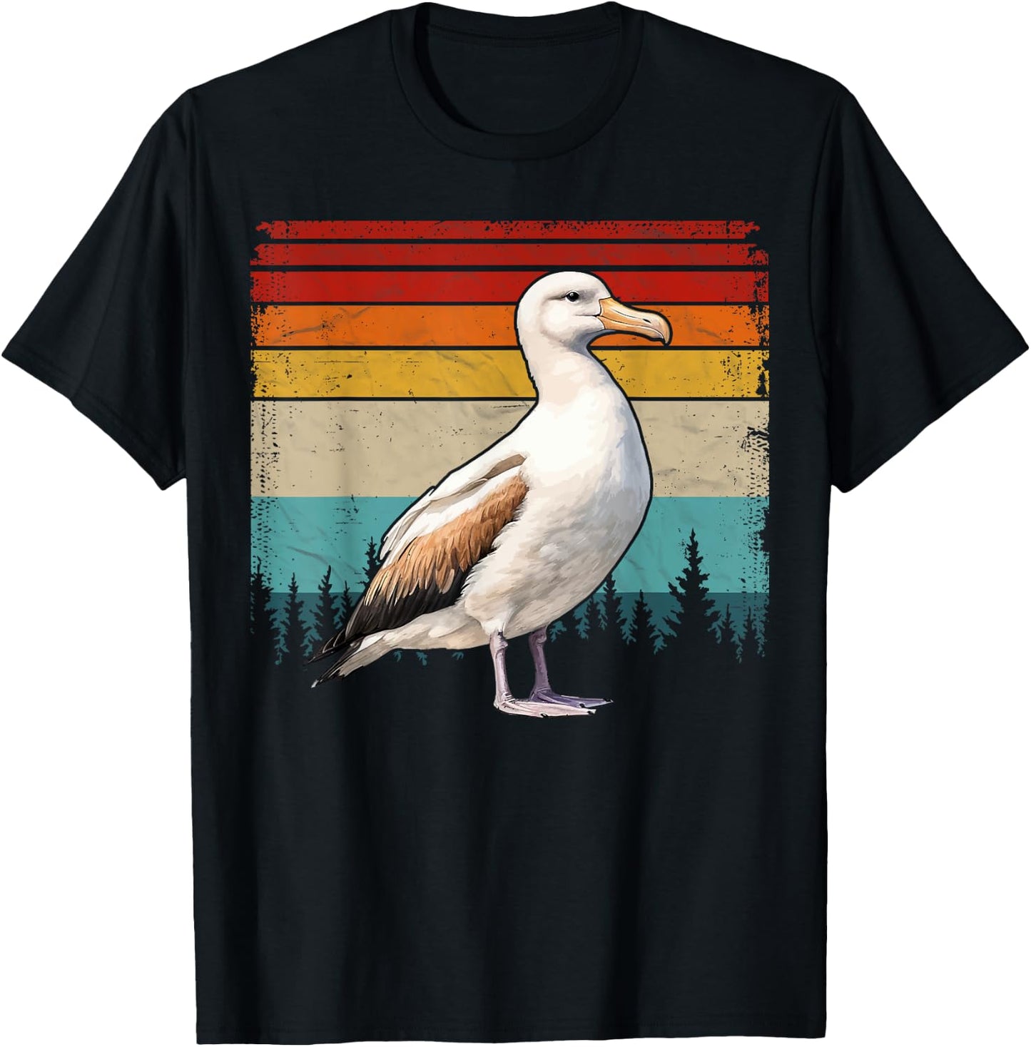 Albatross Vintage Distressed Retro Style Cool Albatross Bird T-Shirt - T-Shirt | Black