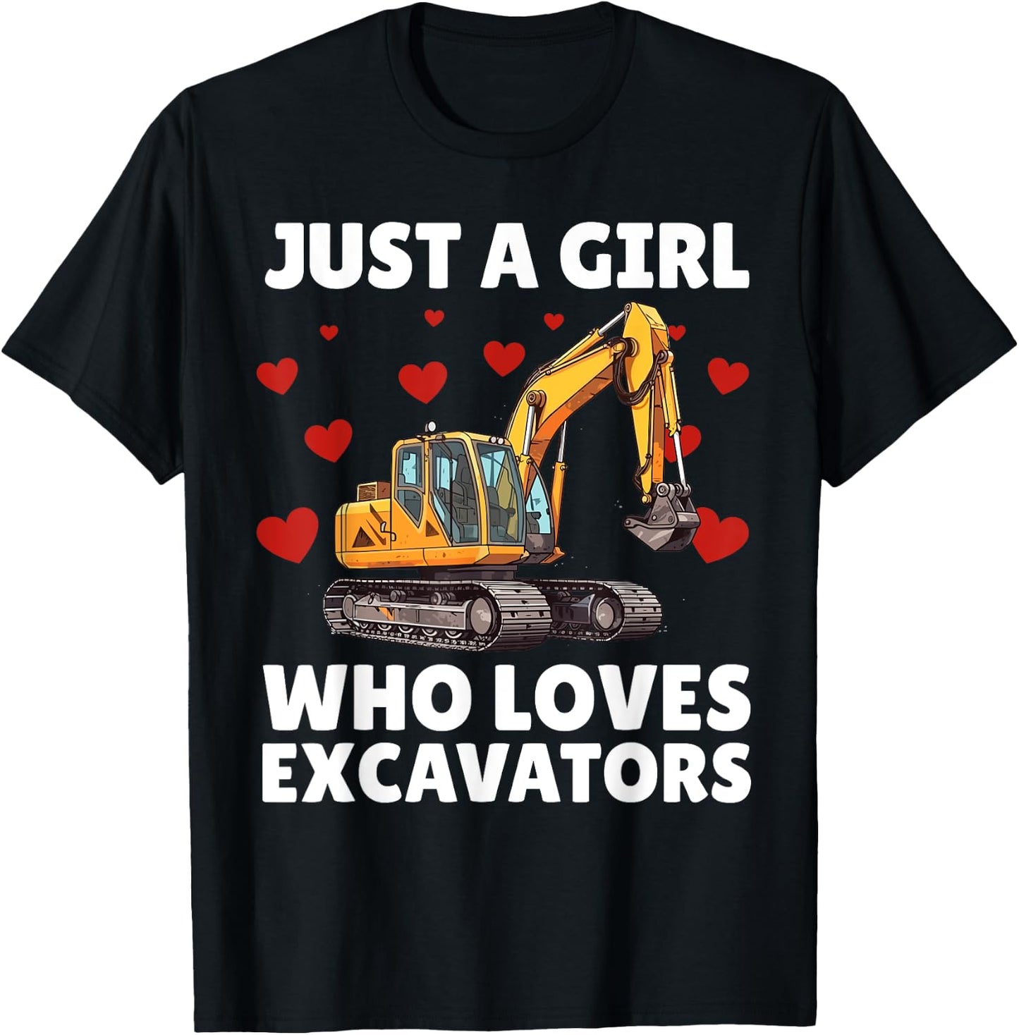 Funny Excavator Art For Girls Women Toddler Excavator Lover T-Shirt - T-Shirt | Black