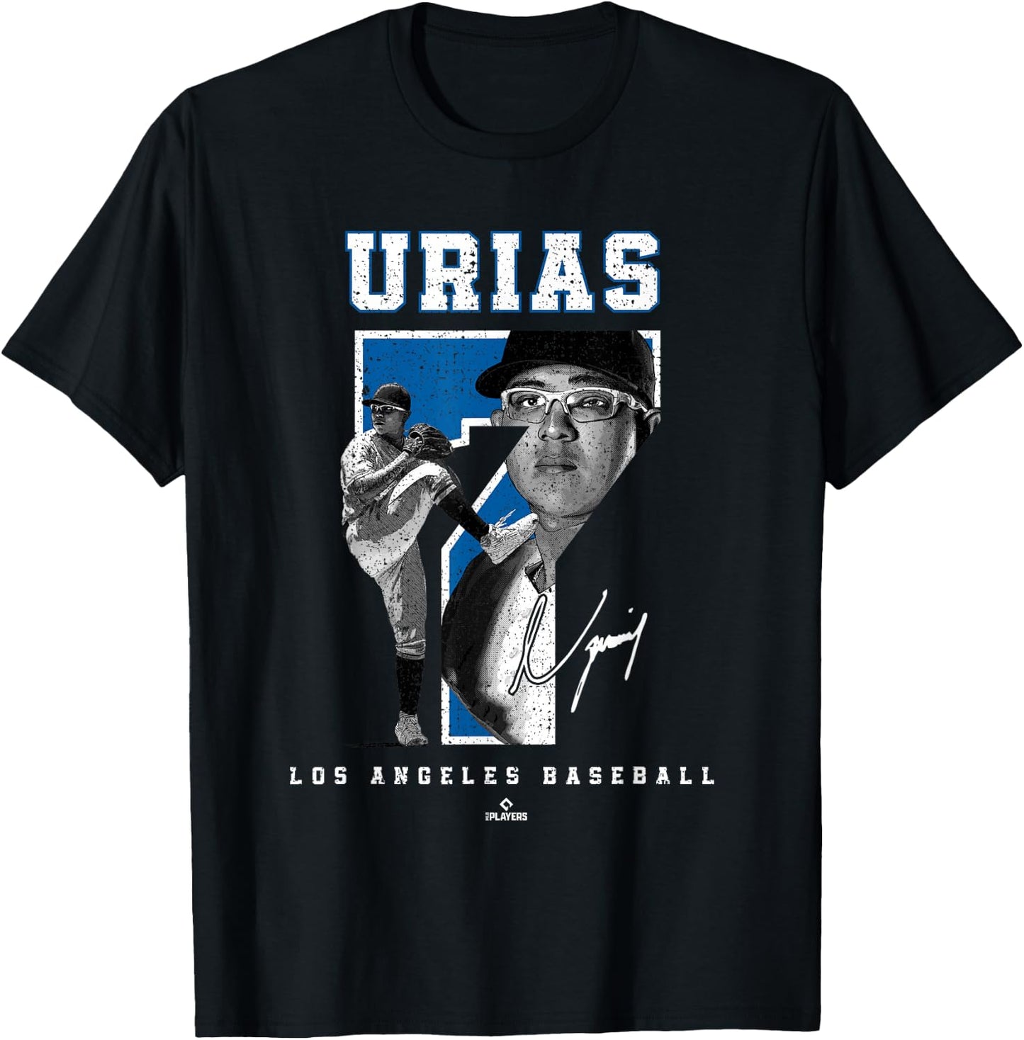 Number and Portrait Julio Urias Los Angeles MLBPA T-Shirt - T-Shirt | Black
