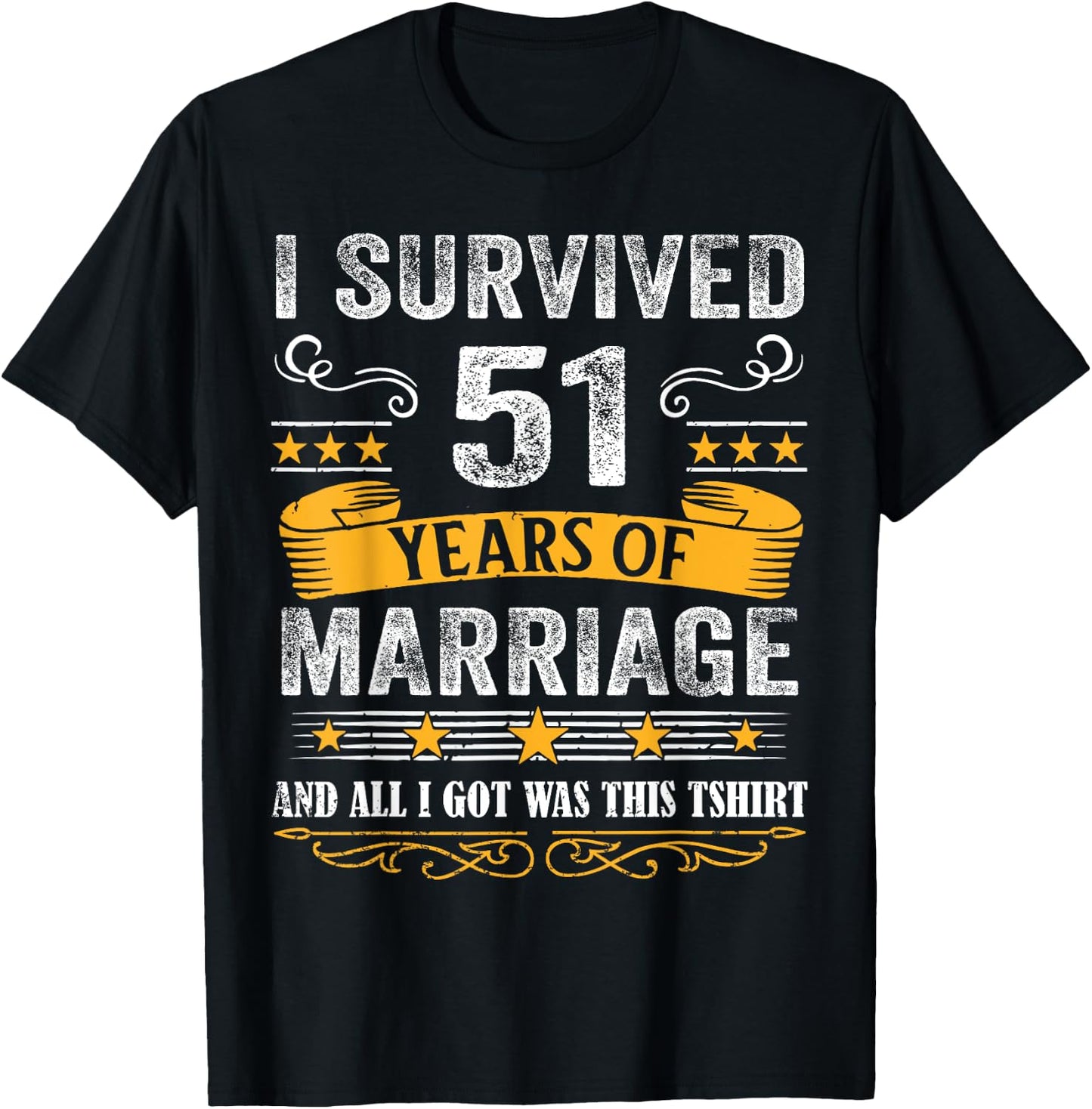 51st Wedding Anniversary shirt Couples Husband Wife 51 Years T-Shirt - T-Shirt | Black