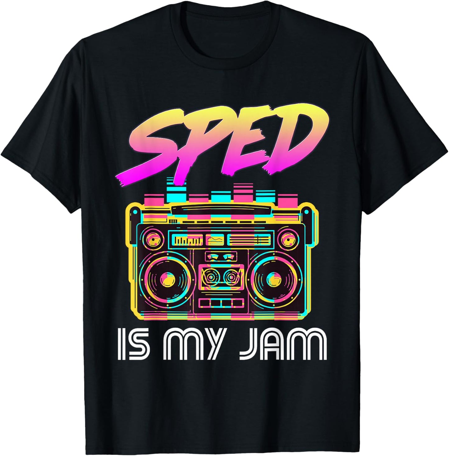 Back to School Retro SPED is My Jam 80s Teacher Boombox T-Shirt - T-Shirt | Black