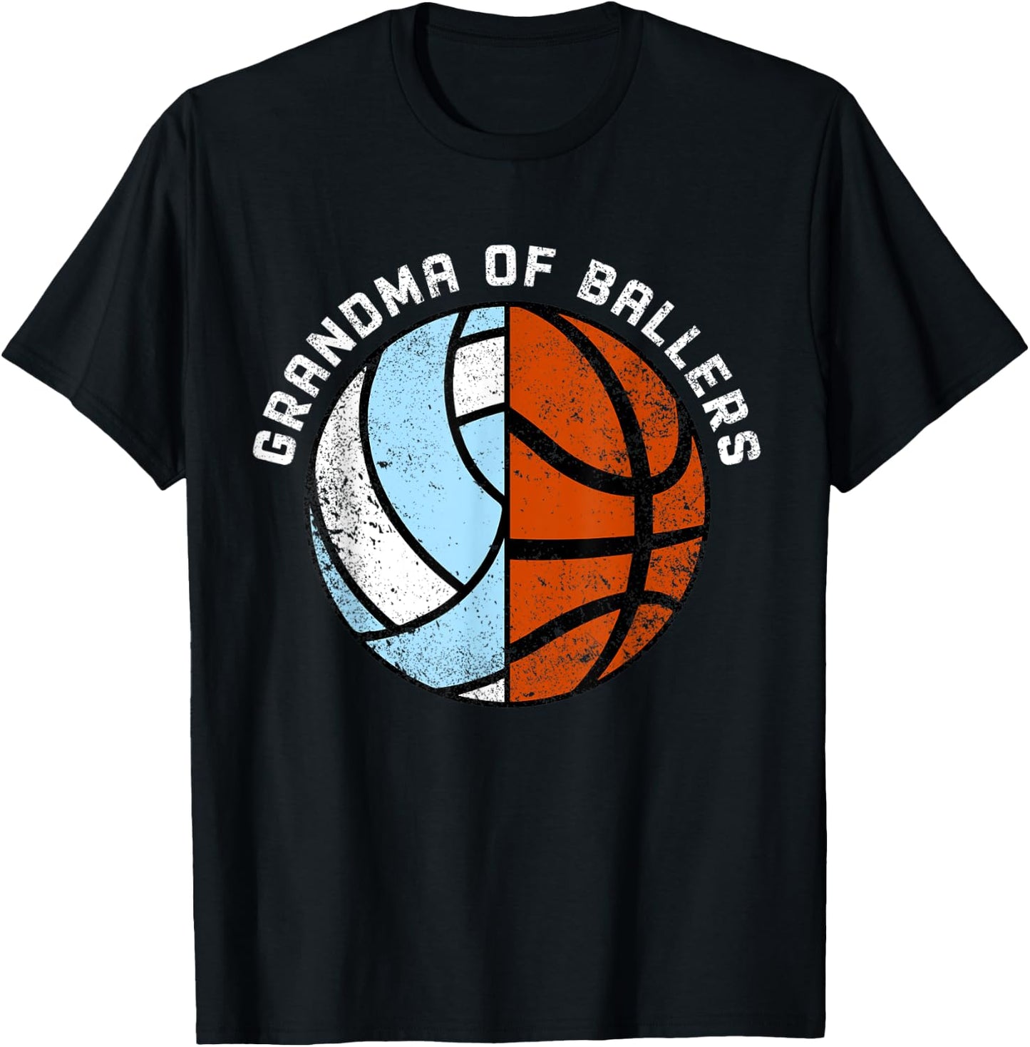 Grandma Of Ballers Funny Volleyball Basketball Grandma T-Shirt - T-Shirt | Black