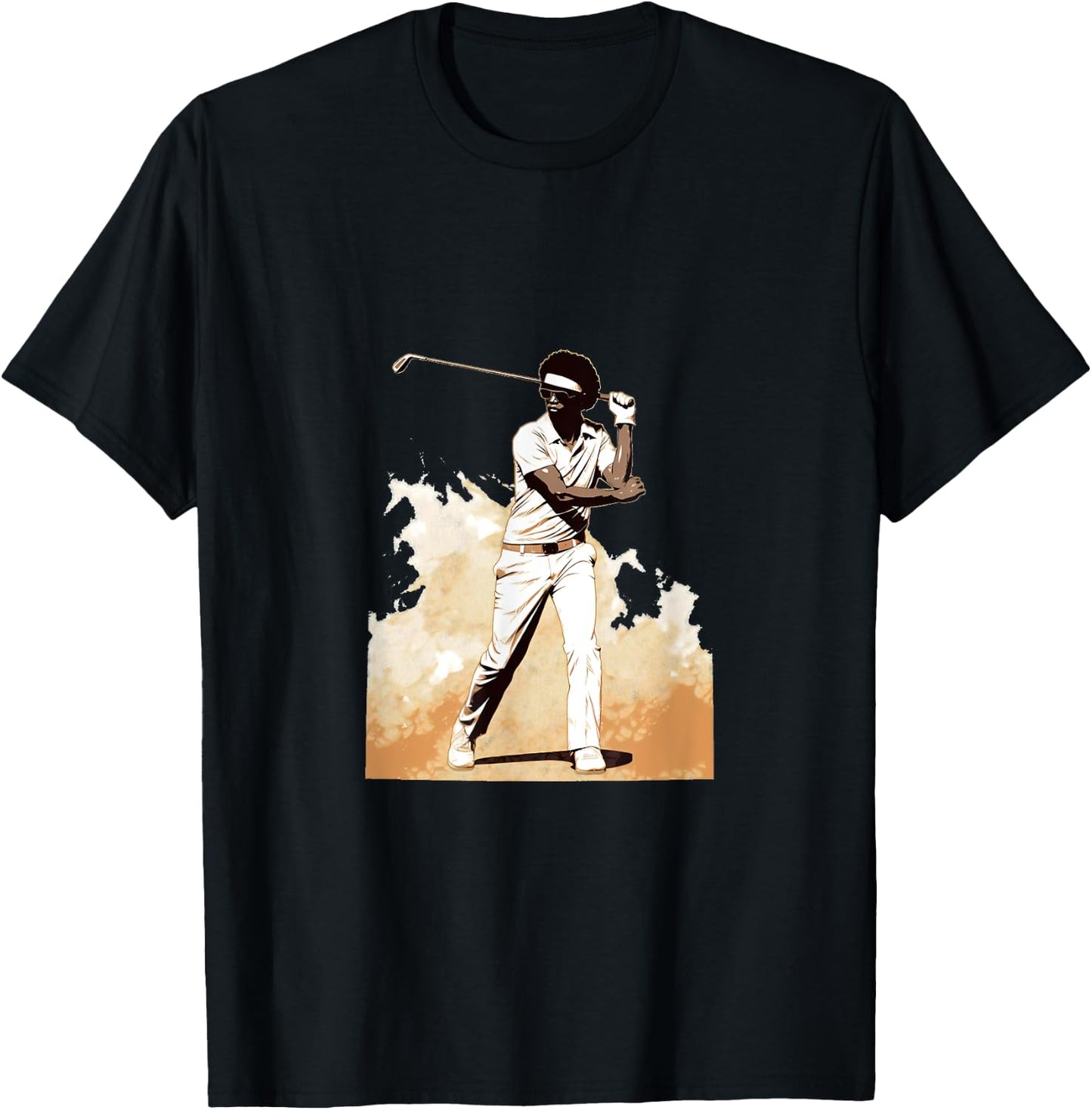 Golfer Afro Man Golf Player African American Golfing Men T-Shirt - T-Shirt | Black