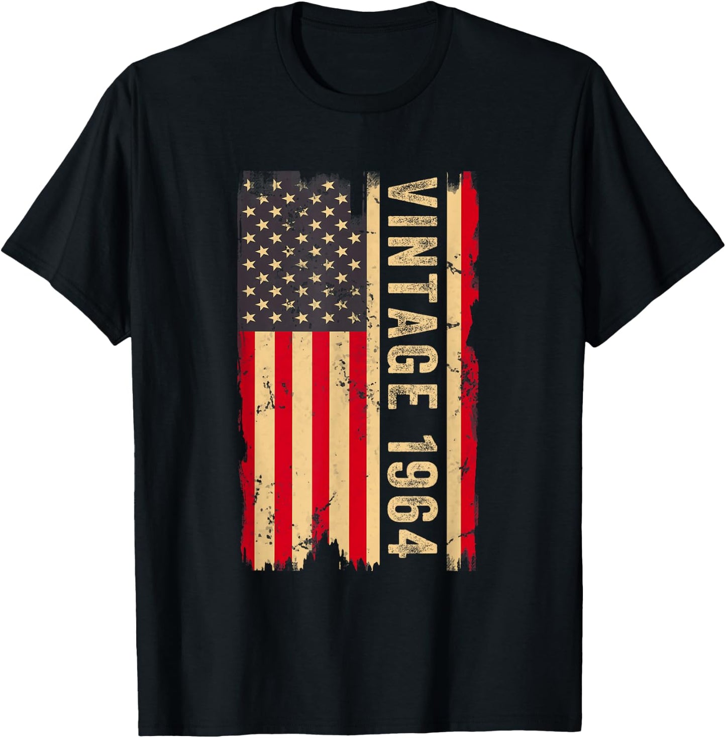 Vintage 1964 60th Birthday Gifts 60 Years Old American Flag T-Shirt - T-Shirt | Black
