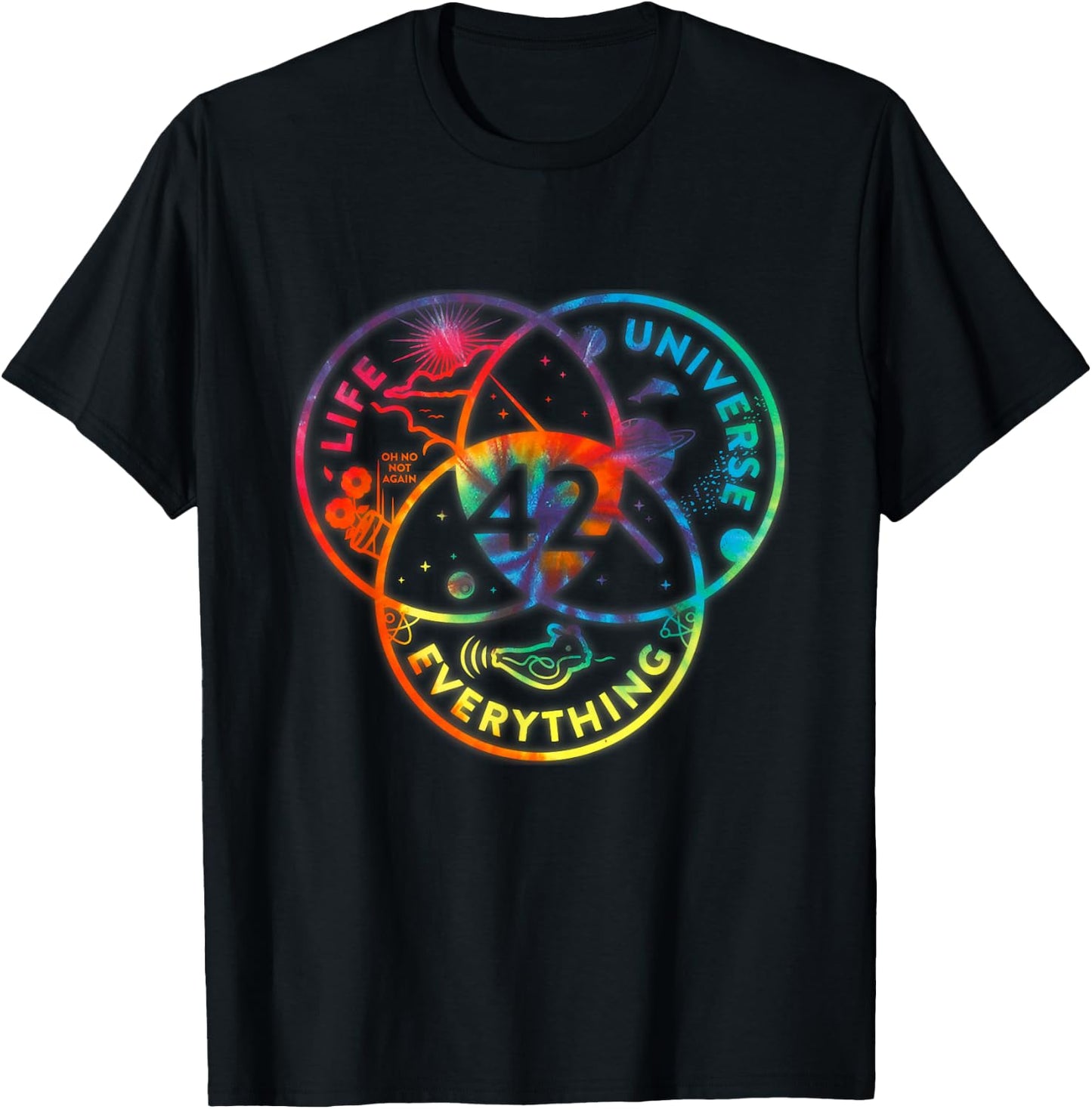 Venn Diagram Life The Universe And Everything - 42 Life T-Shirt - T-Shirt | Black