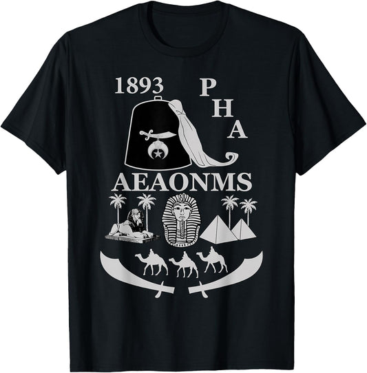 Shriners 1893 PHA Pharaoh AEAONMS Freemasons Father's Day T-Shirt - T-Shirt | Black