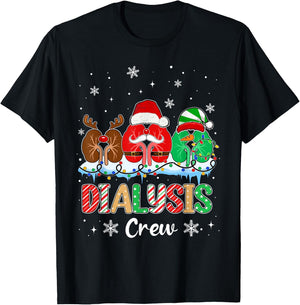 Dialysis Crew Christmas Lights Dialysis Nurse Xmas T-Shirt - T-Shirt | Black