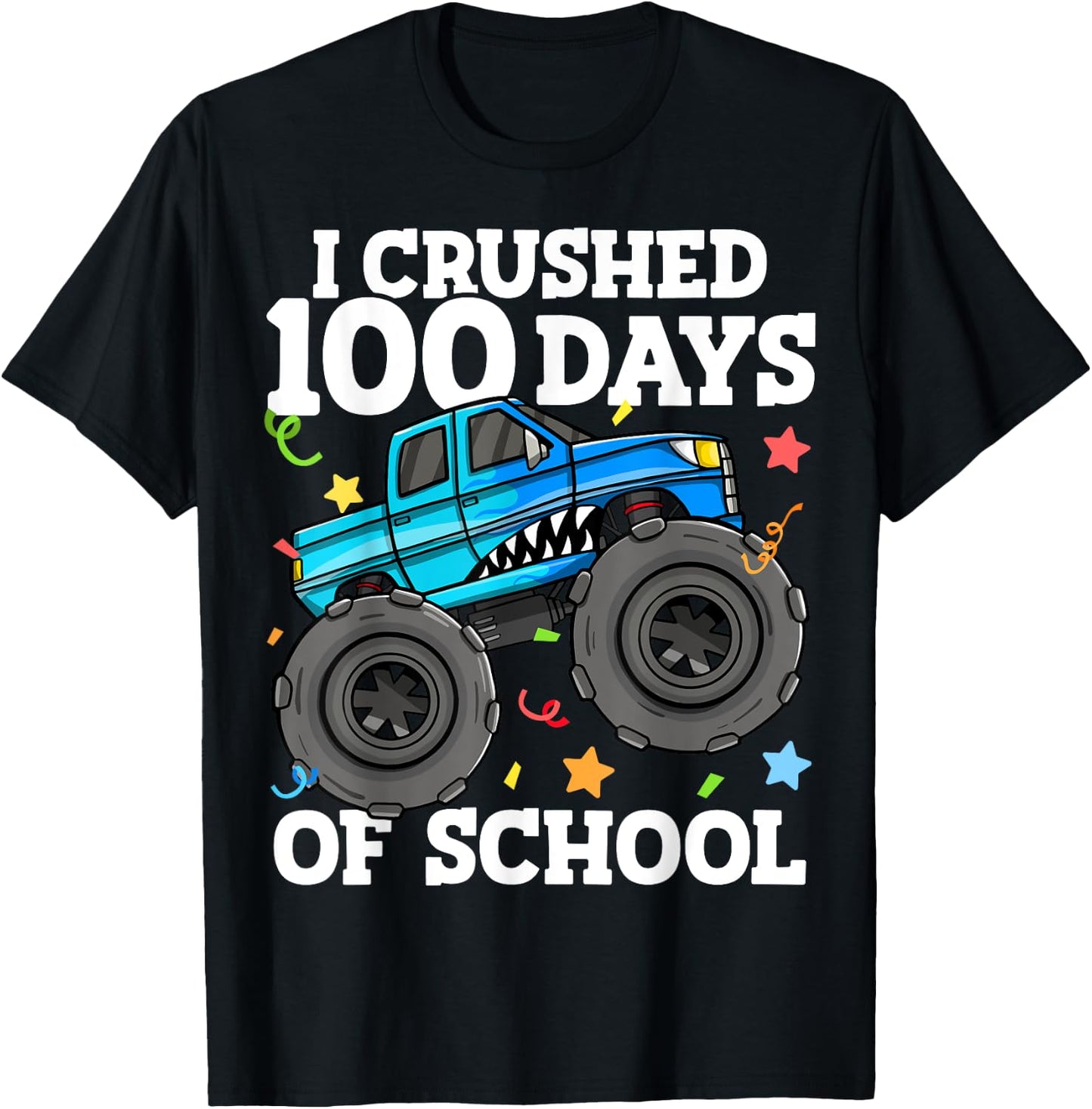 100 Days of School Monster Truck 100th Day of School Boys T-Shirt - T-Shirt | Black