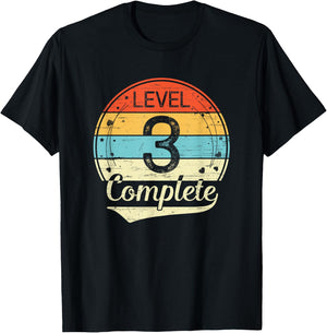 Level 3 Complete Retro 3rd Wedding Anniversary T-Shirt - T-Shirt | Black