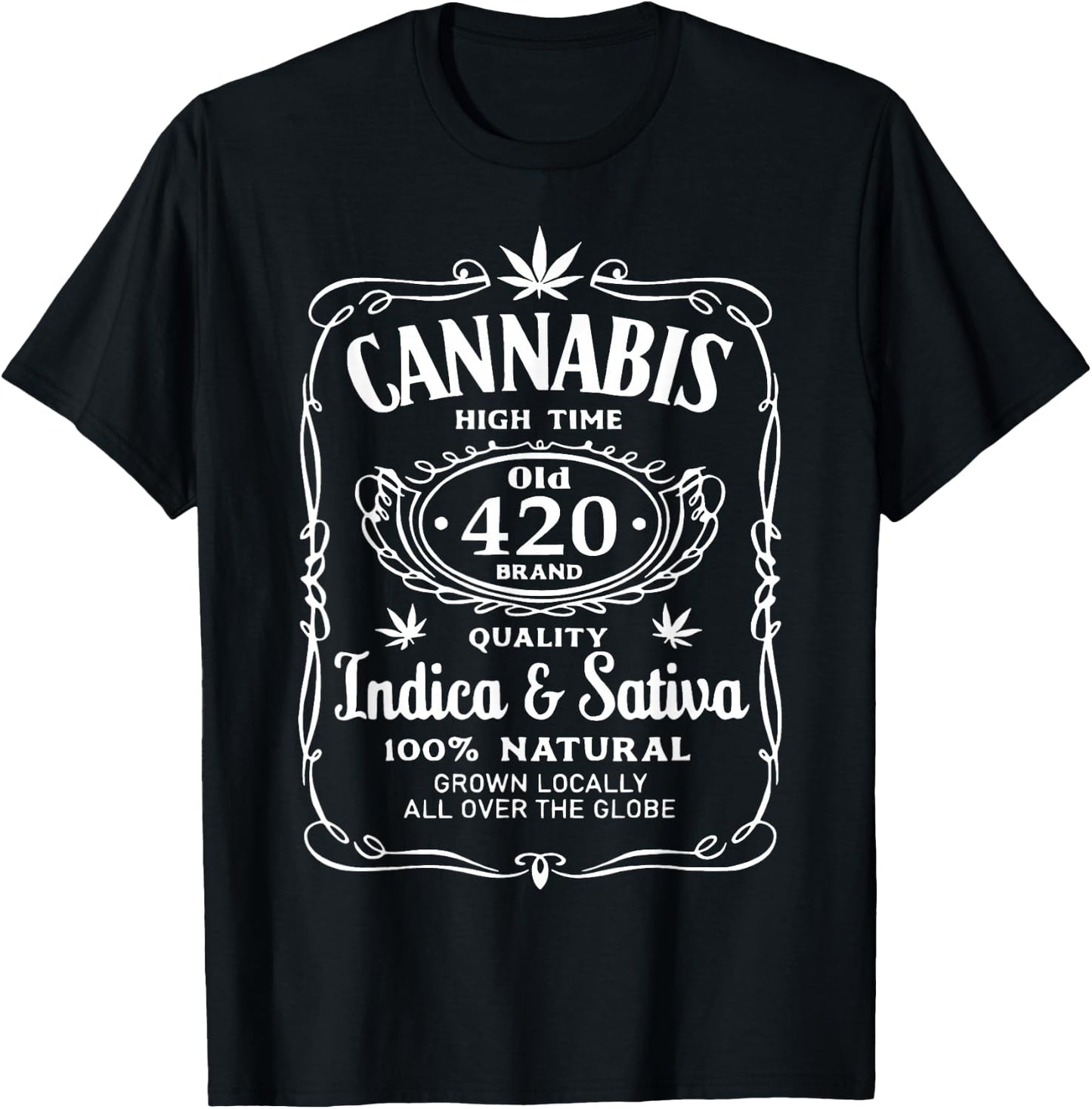Cannabis High Time Old 420 Quality Indica & Sativa Weed T-Shirt - T-Shirt | Black