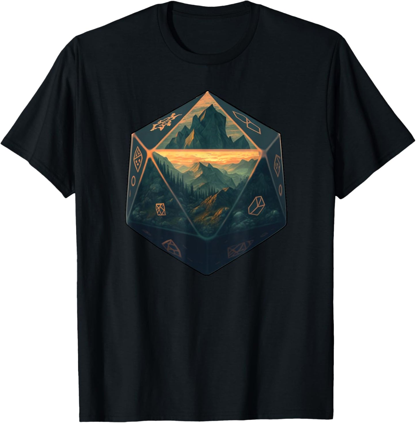 D20 Dice Art Fantasy Gaming Cool Realistic D20 dice T-Shirt - T-Shirt | Black