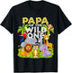 Papa Of The Wild One 1st Birthday Zoo Animal Safari Jungle T-Shirt - T-Shirt | Black