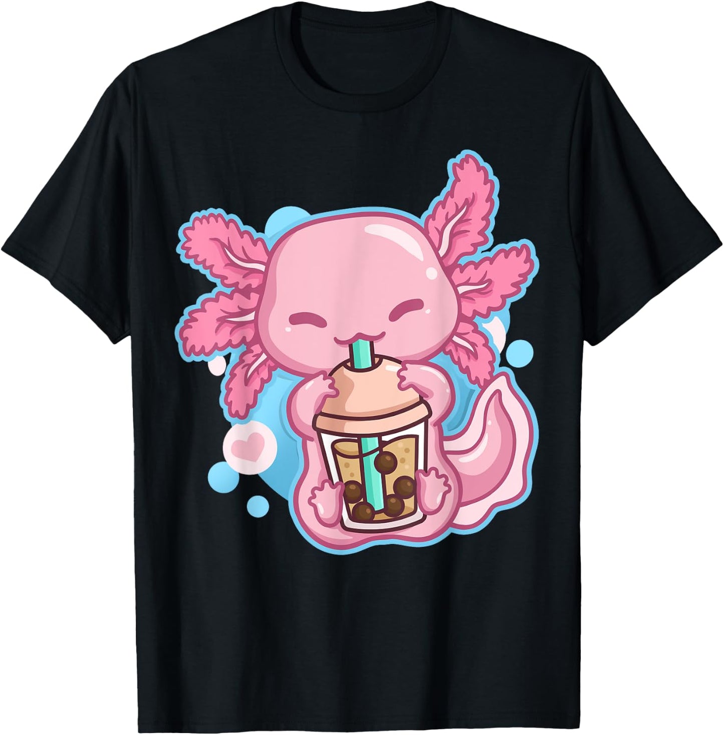 Boba Tea Bubble Tea Milk Tea Anime Axolotl Small T-Shirt - T-Shirt | Black